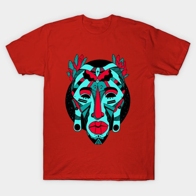 Turqred African Mask 1 T-Shirt by kenallouis